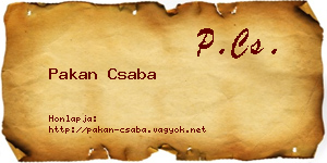 Pakan Csaba névjegykártya